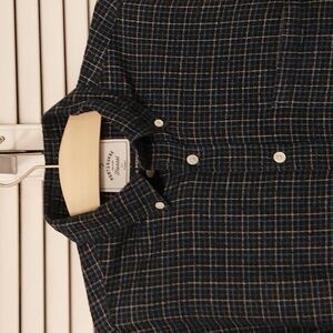 Portuguese Flannel Dark Blue Plaid Button Down Shirt